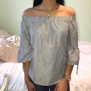 striped off the shoulder top